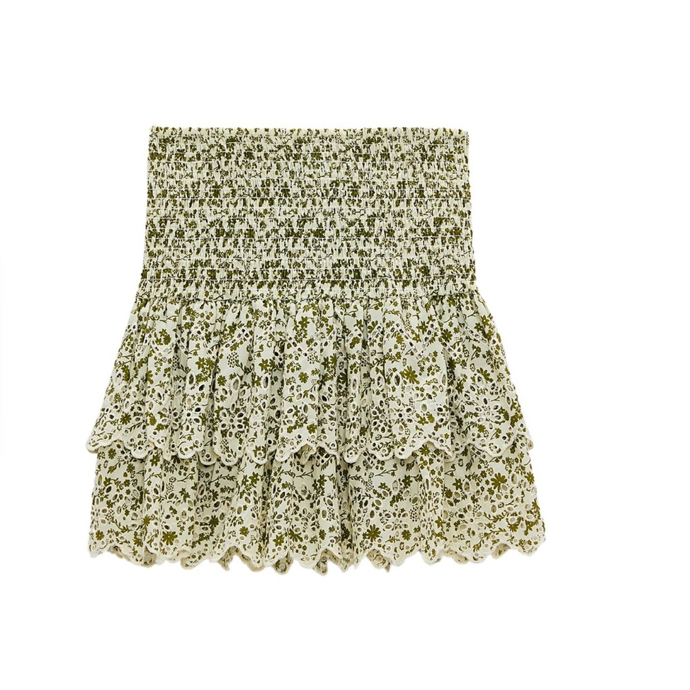 Zara Olive Floral Mini Skirt - NEW